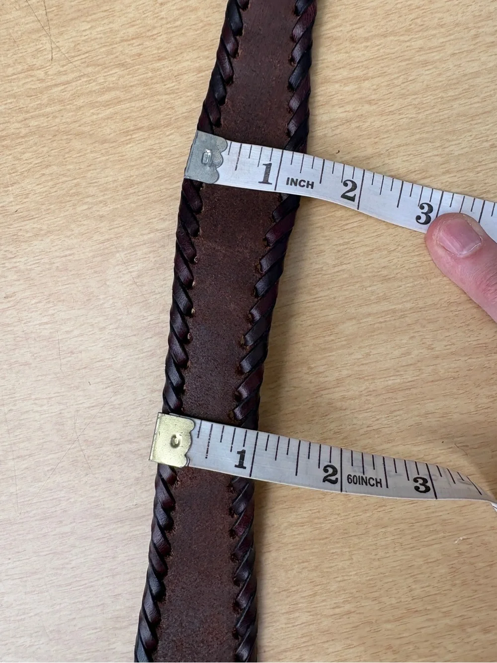 Frye Wm’s Whipstitch Edge Brown Leather Belt NWOT Sz S